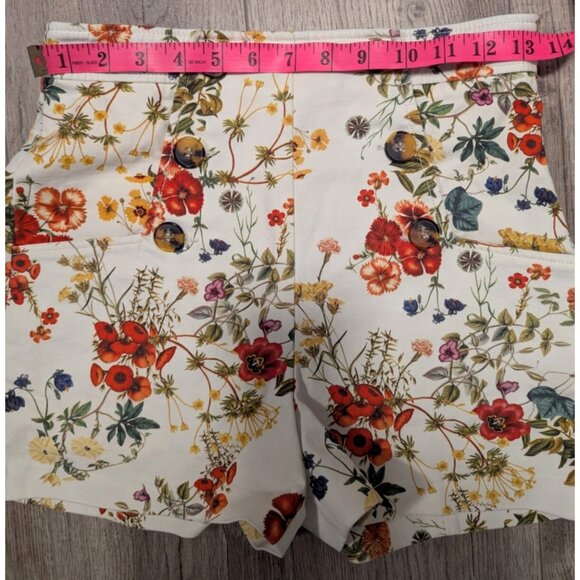 ZARA Short Women's S Floral High Rise Flat Front Classic - Picture 6 of 11